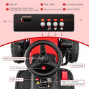 12V Electric Ride-On Road Roller Tractor with Remote Control, LED Lights, and Music in Red