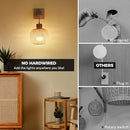 Set of 2 Boho Battery-Operated Wall Sconces with Wood and Bamboo Design