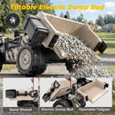 TOKTOO 24V Dual Seat Electric Dump Truck for Kids Ages 3-8 in Khaki