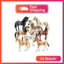 THINKBAY Set of 8 Realistic 6" Horse Figurines for Kids