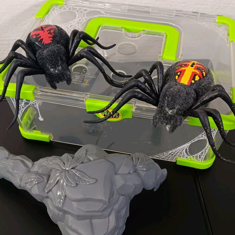 Set of 2 Light-Up Moving Crawling Tarantula Spiders with Cage by Moose