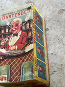 Rosko Vintage 1960s Tin Battery Operated Bartender Toy Figure with Original Packaging