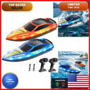CAPTAER HJ825A Kids' Remote Control Boat with LED Lights and Self-Righting Waterproof Feature