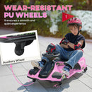 12V Pink Electric Drifting Go Kart with Soft Start, Music, and Lights