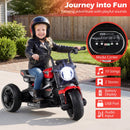 Red 6V Children's Motorcycle with Music, Storytelling, LED Lights, Accelerator Pedal, and Triple Wheels