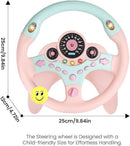 Pink Backseat Car Steering Wheel Toy with Lights and Music for Kids