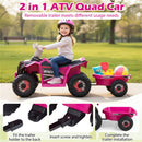 Electric ATV Ride-On Toy with Trailer for Kids - Rose Red