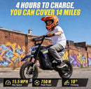 Navy Blue 36V 750W Kids Electric Dirt Bike - 15.5MPH, 14 Mile Range, 3 Speed