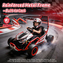 24V Electric Drift Go Kart for Kids, Speeds Up to 7.5 MPH with Music and 5-Point Safety Harness