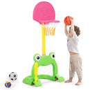 Adjustable 3-in-1 Basketball Hoop Set for Kids with Activity Center and Balls