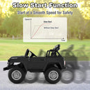 Black 12V Battery Operated Two-Seater Ride-On Car with 3-Point Seat Belts and Doors