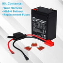 6V 4.5Ah Ride-On Vehicle Battery Replacement Set with Harness & Dual Pin Connectors