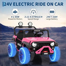 Pink 24V 4WD Ride-On Truck for Kids - Speedy 4.97MPH with Double Seats