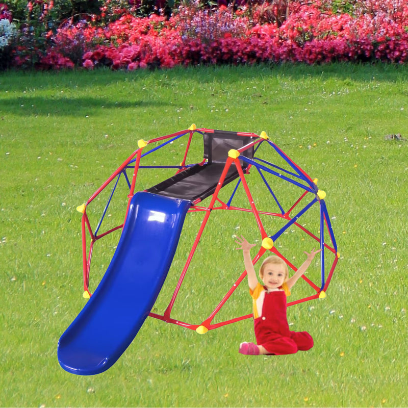 6ft Dome Climber with 1.2m Slide and Blue Climbing Stones for Ages 3+