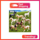 THINKBAY Set of 8 Realistic 6" Horse Figurines for Kids