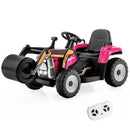 Electric Pink Road Roller Ride-On Tractor with Remote Control, LED Lights, and Music