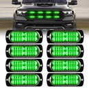 8-Pack Green Grill Flashing Lights for 12-24V Trucks and Vehicles