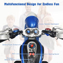 Blue 3-Wheel Chopper Motorcycle Trike for Kids with Headlight and Horn