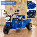 12V Children's 3-Wheel Motorcycle with Trailer, Shovel, Dual 75W Motors, and Smooth Start Feature