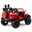 Red 12V Battery-Powered Kids Ride-On Truck with MP3, LED Lights, Remote Control, and Cover