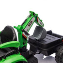24V Green Ride-On Tractor Excavator with Dump Wagon and 3 Speed Remote Control for Kids