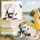 Versatile Pink Tricycle for Kids Aged 1-5 with Adjustable Push Handle