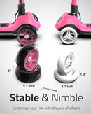 Elecorange T500 Kids Electric Scooter with Large Light-Up Wheels and Adjustable Settings