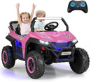 Bright Pink 12V Electric UTV for Kids - 2 Seater Ride-On Car