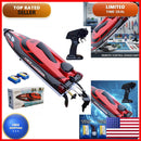 XDJXWJN DZH808 14-Inch Remote Control Boat 2.4GHz Speedster for Kids and Adults