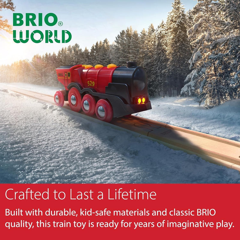 Mighty Red Motorized Toy Locomotive Train with Lights and Sound
