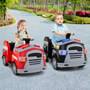12V Black Fire Truck Ride-On Toy Car for Toddlers with Shovel and Wrench