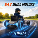 Qaba 24V Dual Motor Electric Drift Go Kart for Children Aged 6 and Up, Gray