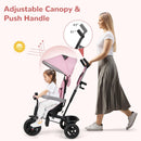 INFANS 6-in-1 Pink Kids Tricycle with Reversible Seat for Ages 9-60 Months