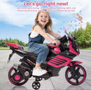 Kids' Motorcycle Ride-On Toy with Training Wheels, Headlights, Music, and Horn for Ages 3-6