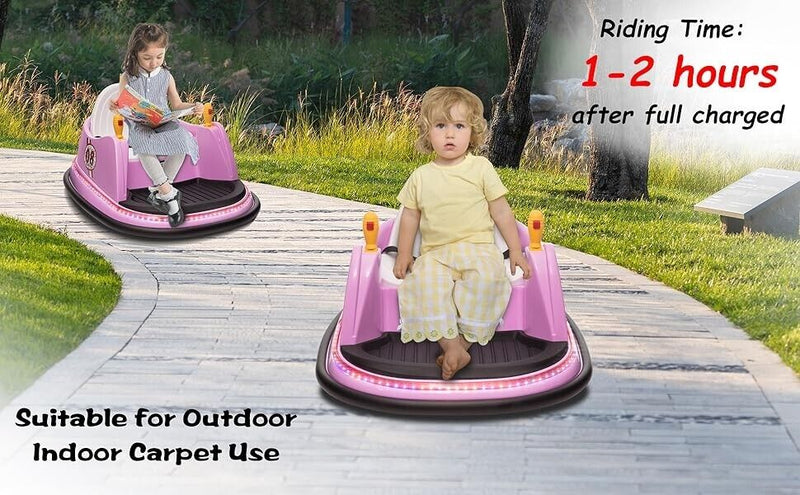 12V Electric Ride-On Bumper Car for Kids and Toddlers Ages 2-6 Years - Purple