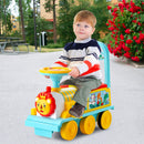 Blue 6V Electric Train for Kids with 16 Curved Tracks and 6 Stable Wheels