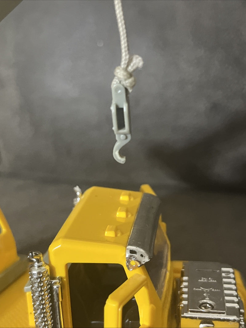 Yellow Die-Cast Micro Construction Crane Truck with Lights and Sounds