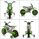 12V Electric Green Dirt Bike Motorcycle Toy for Kids with Training Wheels