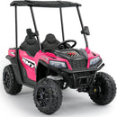24V Electric Ride-On Car for Older Kids, 2-Seater with Sunshade, Dump Bed & Shovel, 4-in-1