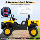 24V Remote-Controlled Dump Truck with Dump Bed, Shovel, Music, and Soft Start