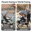 JMMD 7-in-1 Toddler Tricycle with Push Handle for Ages 1-5 - Grey