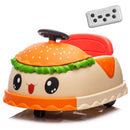 12V Children’s Hamburger Ride-On Car with Remote Control, 360° Spins, Bluetooth, and LED Lights