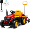 12V Children’s Ride-On Tractor with Removable Trailer and Steering Wheel for Outdoor Fun