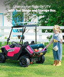 Vibrant Pink 24V Two-Seater Ride-On Vehicle for Kids - Includes Sunshade and Dump Bed