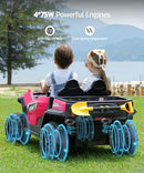Hot Pink 24V Two-Seater Ride-On Car for Kids with Sun Shade and Dump Bed