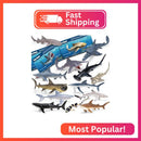Shark Figurine Collection with Booklet and Gift Box - 13 Realistic Toys