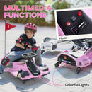 12V Pink Electric Drifting Go Kart with Soft Start, Music, and Lights