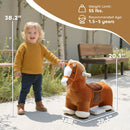 Battery-Powered Plush Brown Horse Ride-On with Music and Washable Cover