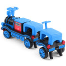 Blue 12V Electric 2-Seater Train with Carriage, Music, Lights, and Dual Speed