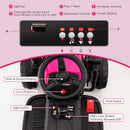 Pink 12V Electric Ride-On Road Roller Tractor with Remote, Music, and LED Lights